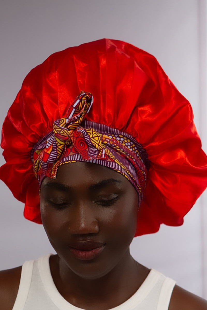 Silky Hair Bonnets- Red